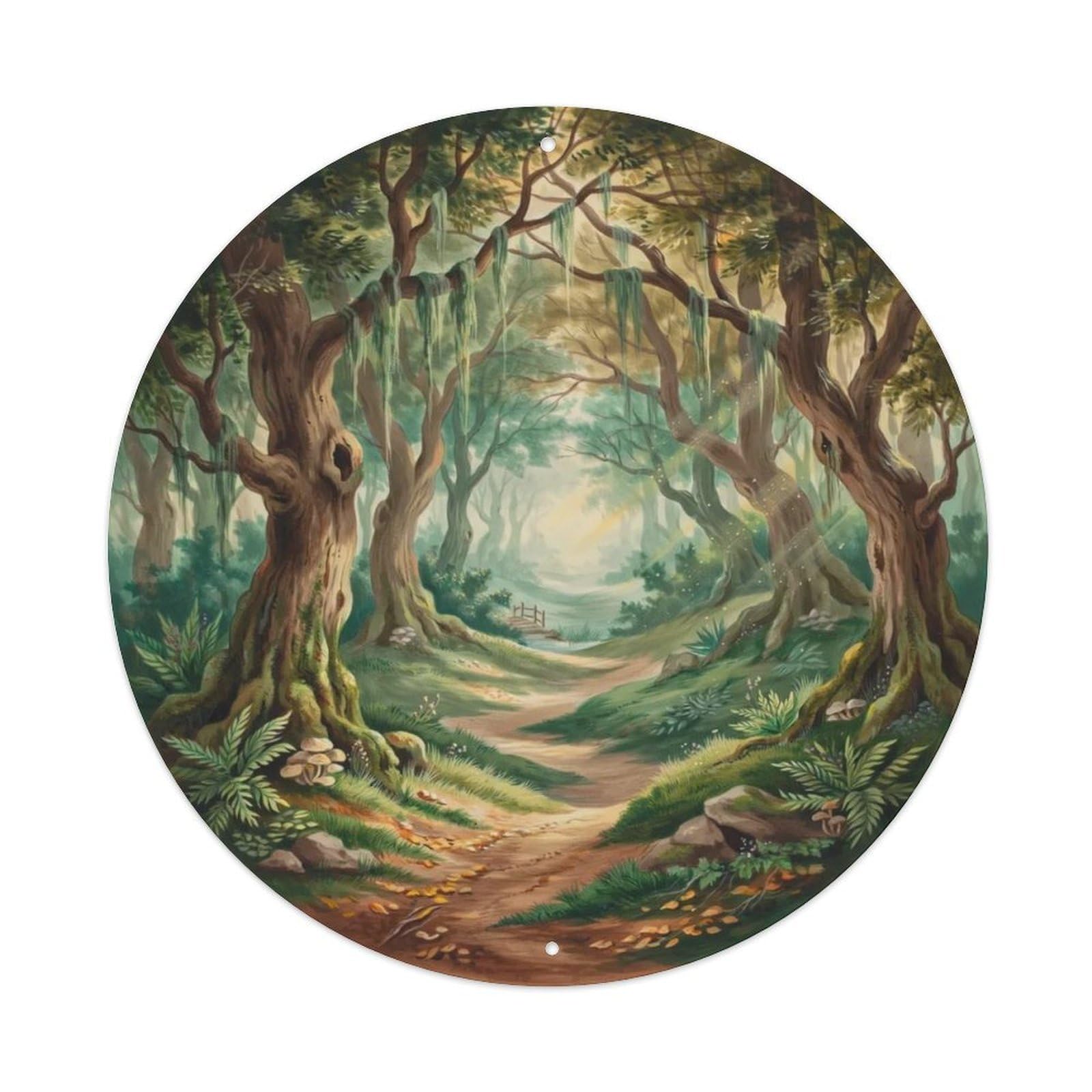 Vintage Mossy Forest Path Metal Tin Sign Plaque