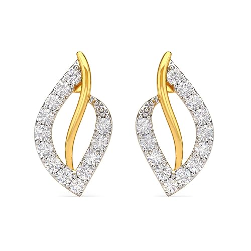 18k (750) Yellow Gold and Diamond Stud Earrings for Girls