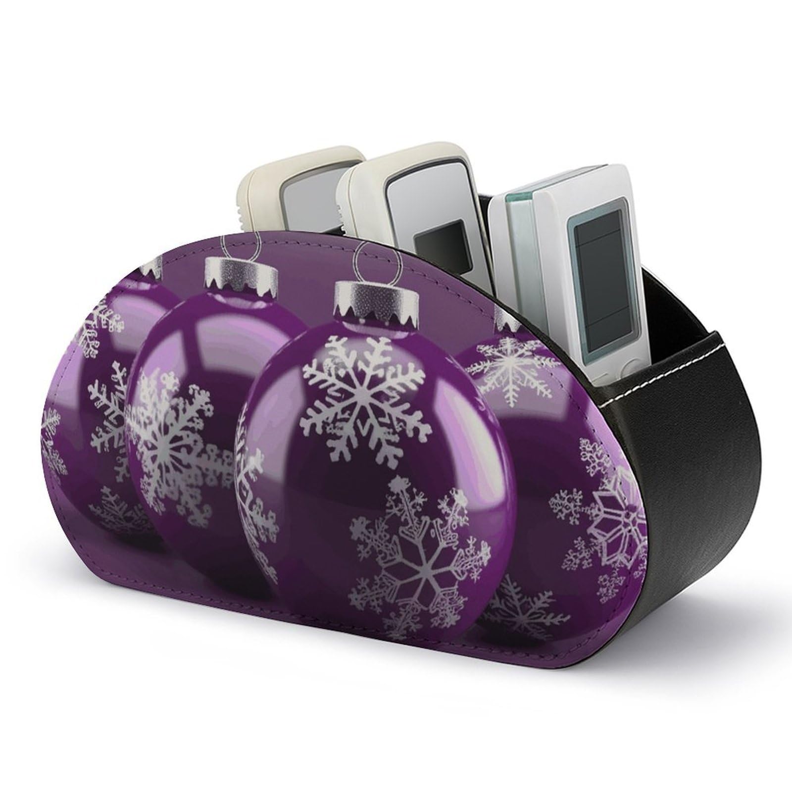 Support de télécommande en cuir violet avec 5 compartiments de rangement de bureau