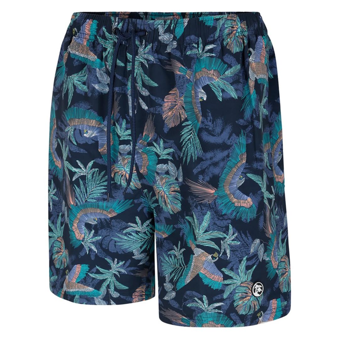 Espionage Swim Trunks Bird Print Shorts Casual Beach Mens Plus Size 2-8XL SW100 (UK, Alpha, 6XL, Plus, Regular, Blue)