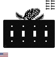 Vista 20 de Pine Cone - Placa de pared para interruptor de luz triple (palanca triple, negro) - Fabricado en Estados Unidos