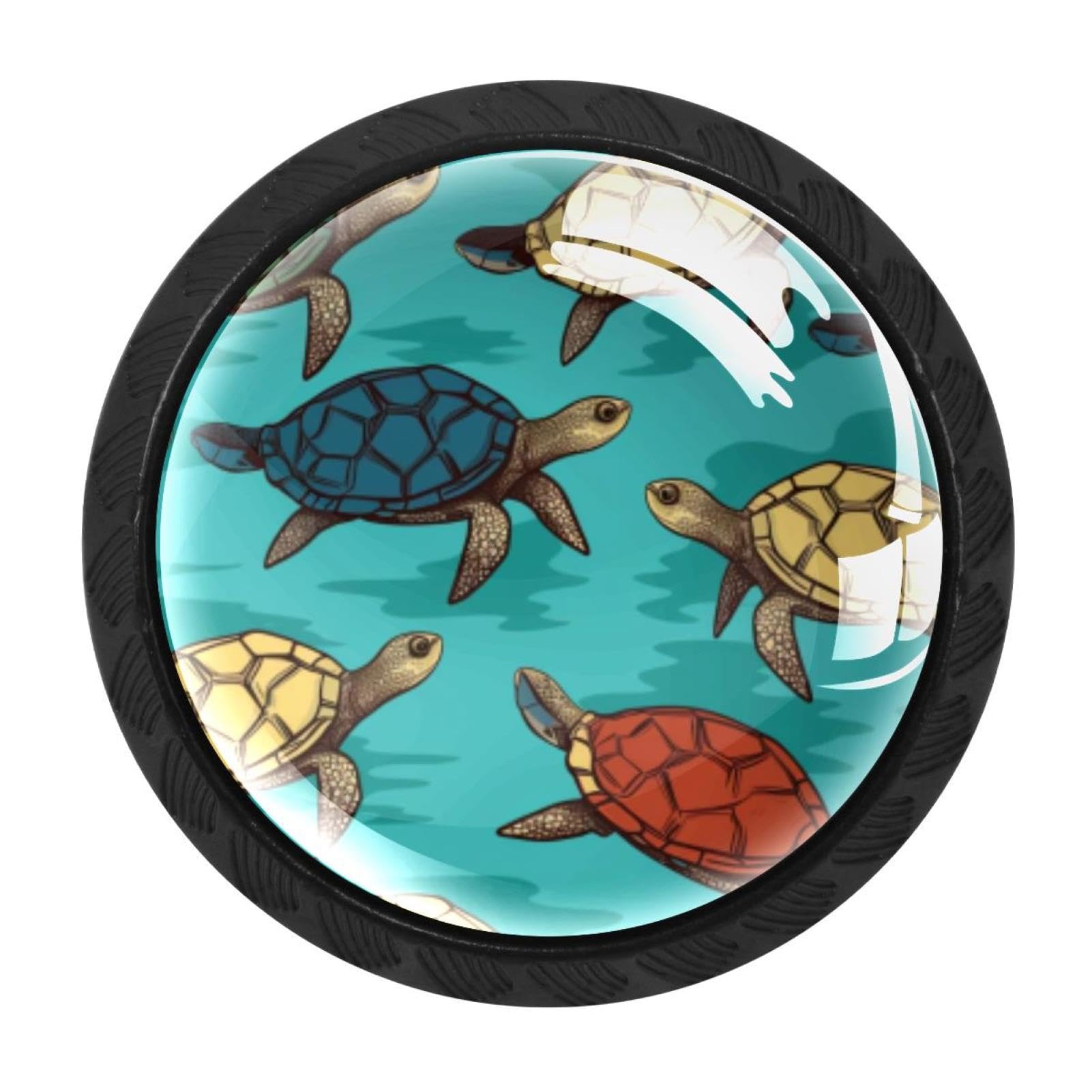 Chenzzzz Multicolored 06 4 Pieces Sea Turtle Drawer Knobs, 35Mm Black Cabinet Knobs, Drawer Pulls And Knobs, Dresser Drawer Knobs, Cabinet Hardware Kitchen Cabinet Knobs