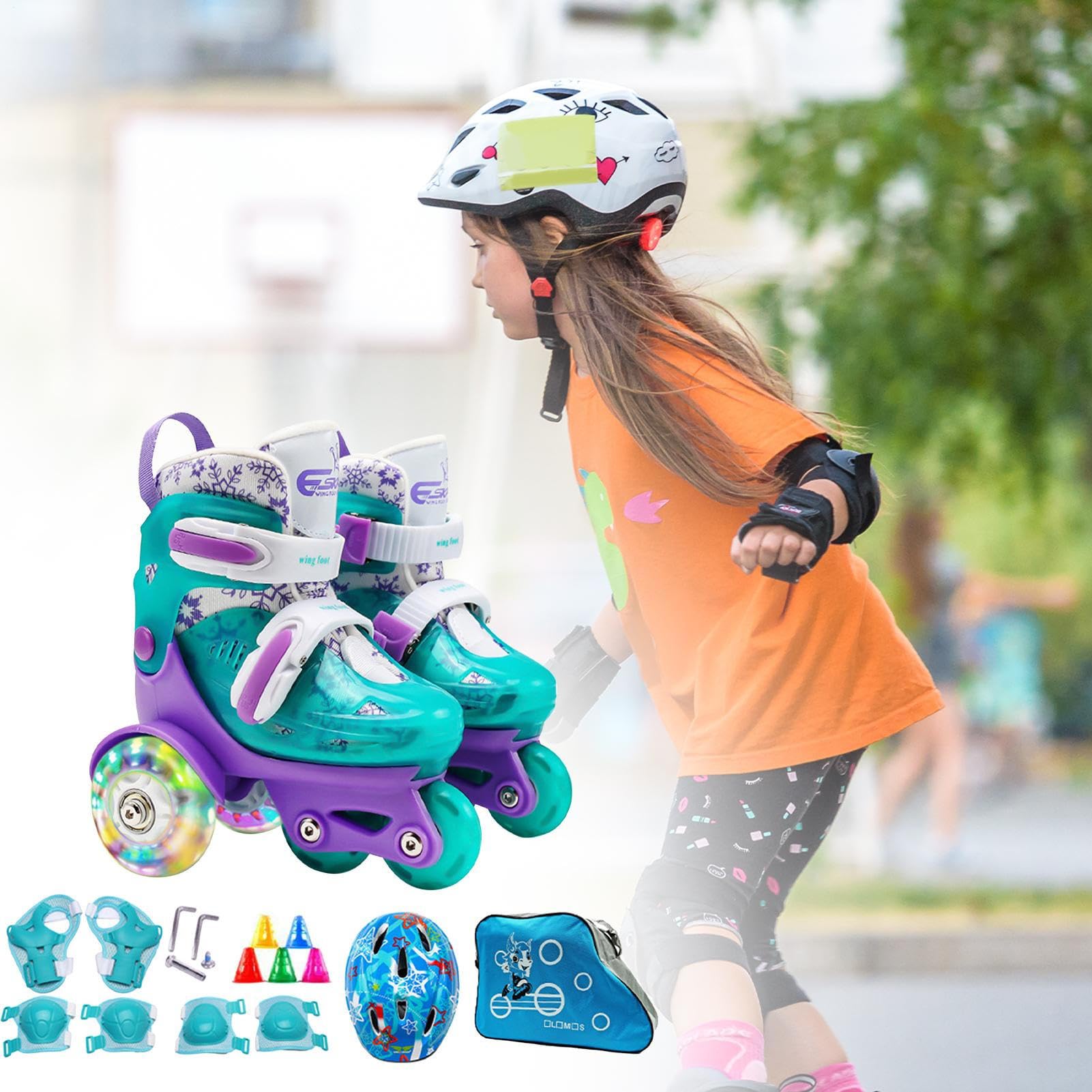 Patins à roulettes Enfants - Chaussures pour jeunes, équipement d'entraînement | Patins adaptés aux débutants, entraîneur à trois stabilités, adapté au patinage intérieur.