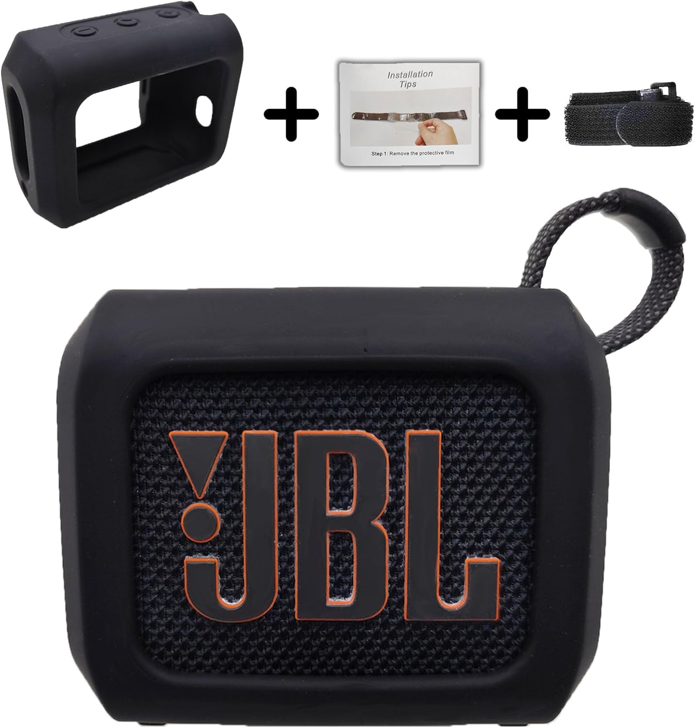 xcivi Silicone Cover Case for JBL Go 4 Ultra Portable Bluetooth Speaker，Bluetooth Speaker Protective Soft Skin for JBL Go 4, Bluetooth Speaker Accessories (Only Case) (Black)