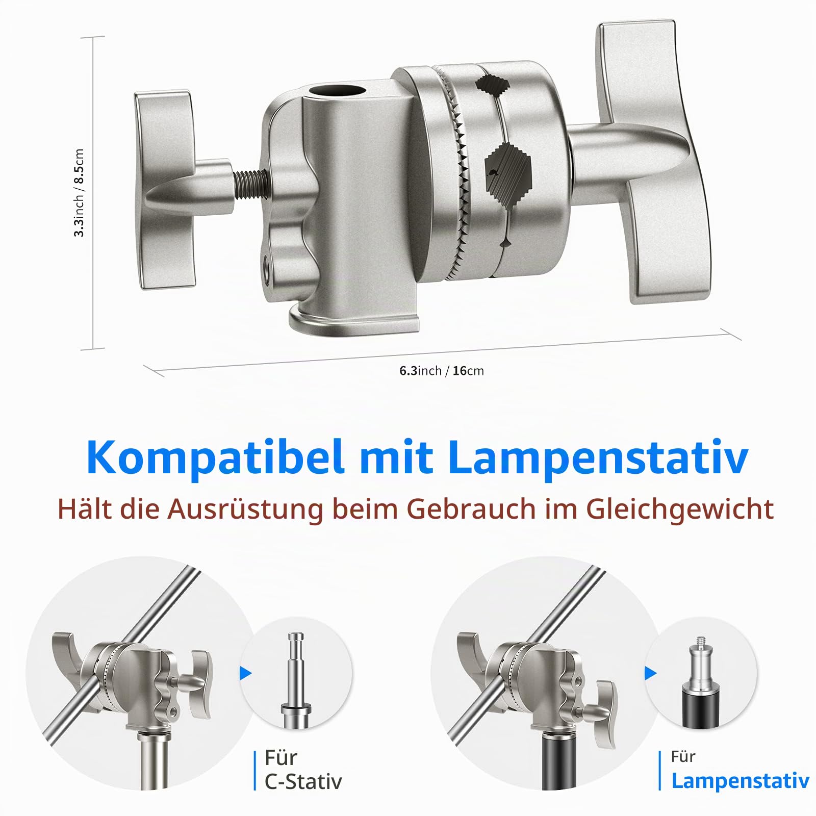 Neewer Verlängerungsgriff Arm Auslegerarm mit 2 Stücke Griffköpfen - 127 Zentimeter Aluminiumlegierung Aufbau für Lichtständer – Bild 7
