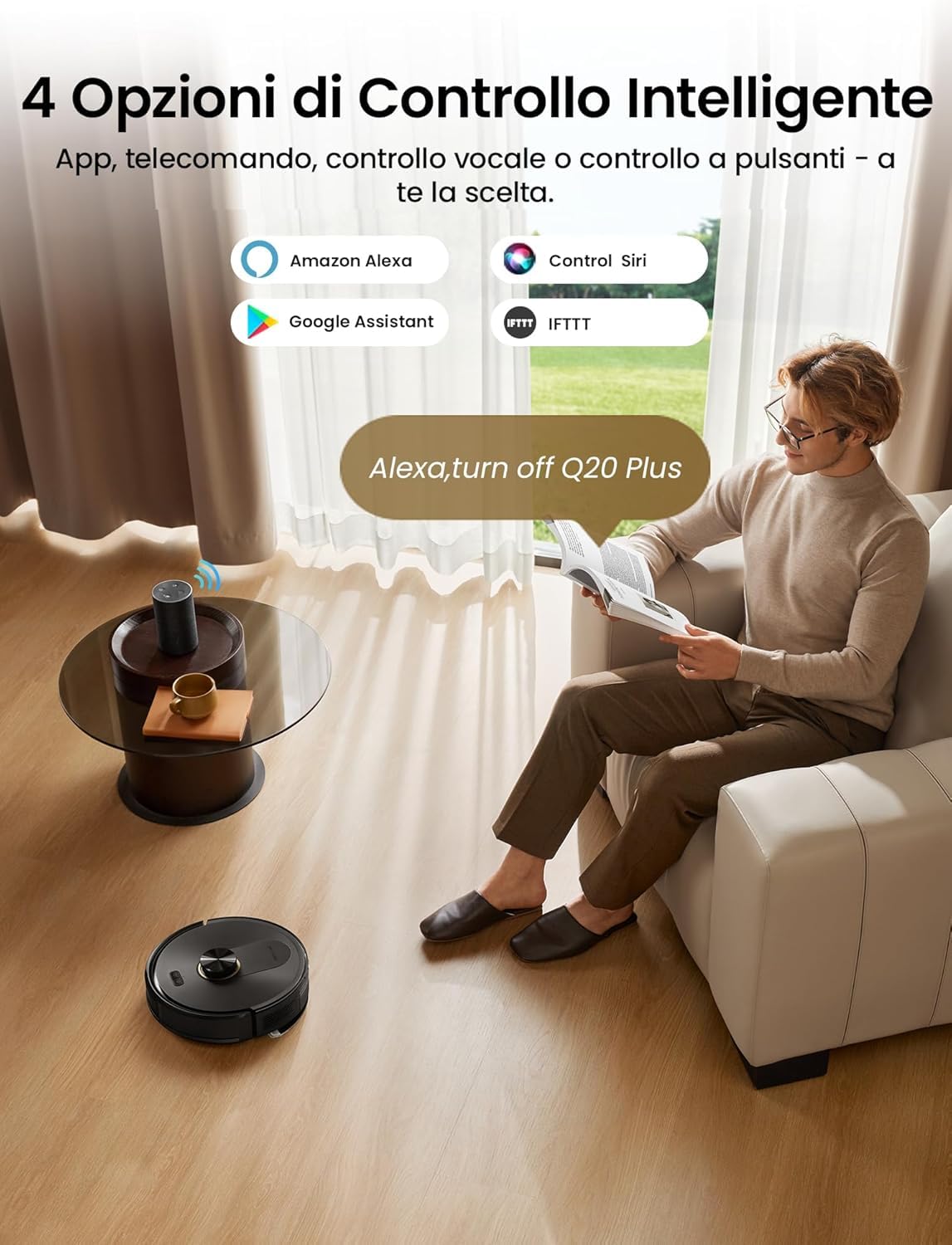 Proscenic Q20Plus Robot Aspirapolvere Lavapavimenti con Mappatura 10000Pa 200 Minuti Autonomia Contenitore Trasparente Senza Sacco per Pavimenti e Tappeti