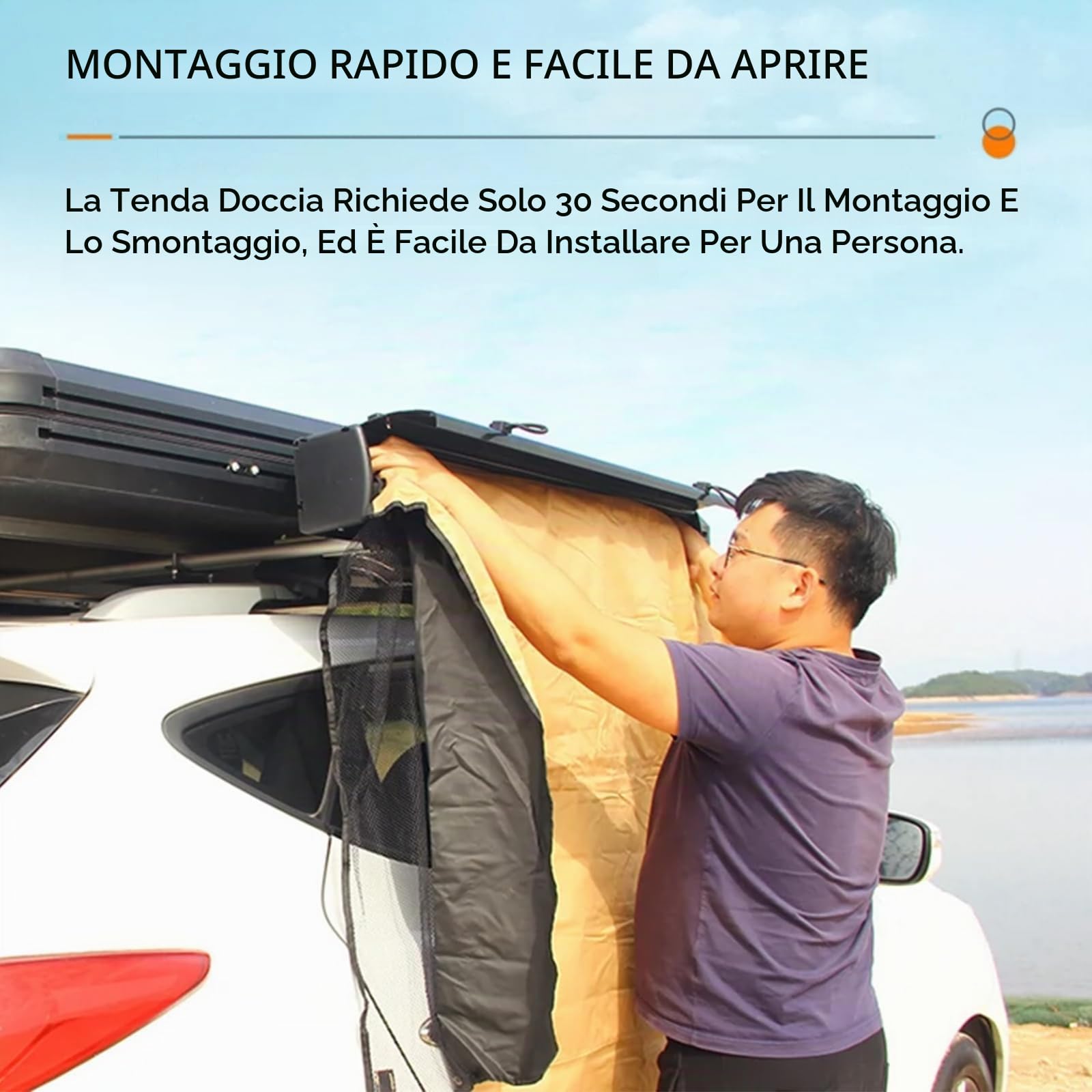 Tenda da Doccia con Tetto - WC Rifugi per La Privacy da Campeggio SUV Doccia Laterale per Auto, Spogliatoio Esterno Tenda da Doccia Bagno Tende Istantanee, Striscia Luminosa a LED