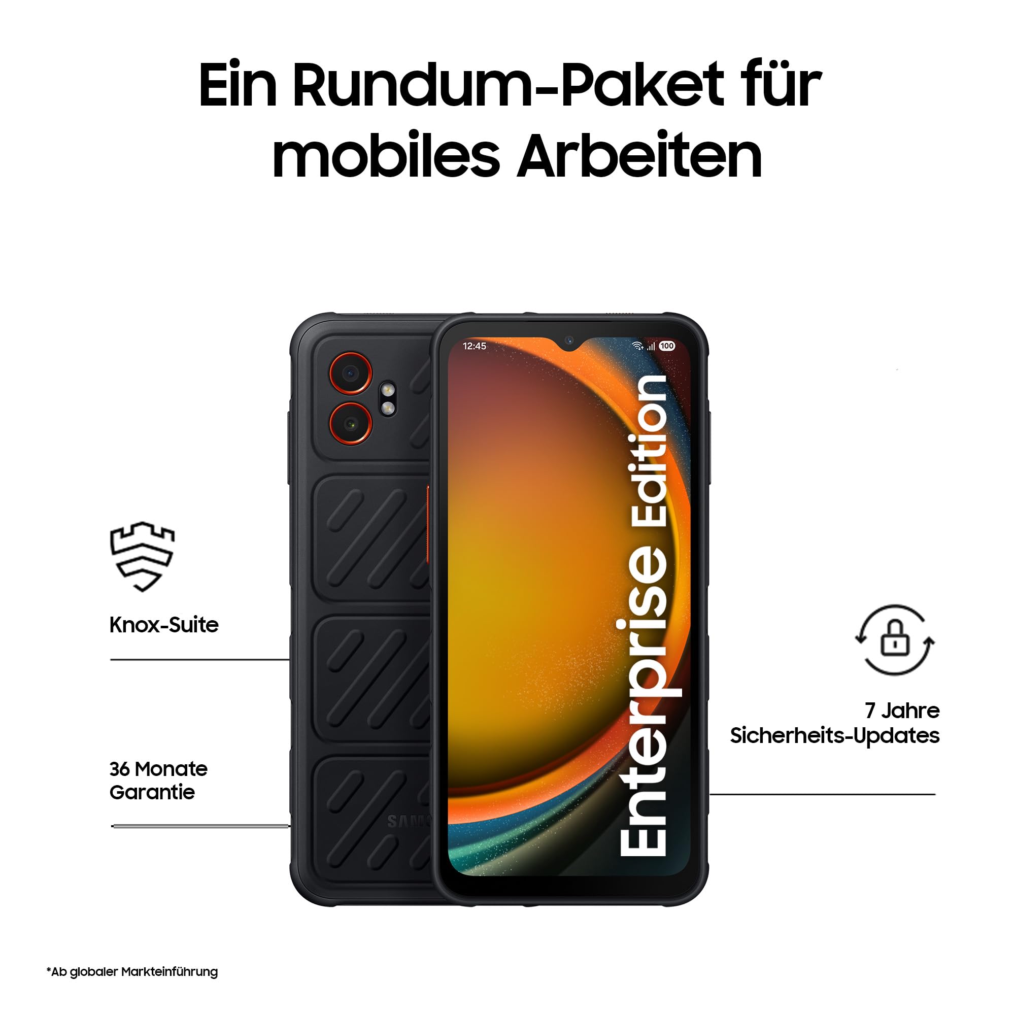 Samsung Galaxy Xcover7 Pro, Robustes AI Smartphone ohne Vertrag, Android-Handy mit Knox Suite, 6 GB RAM, 128 GB Speicher, 50-MP-Kamera, Awesome Graphite, 3 Jahre Herstellergarantie