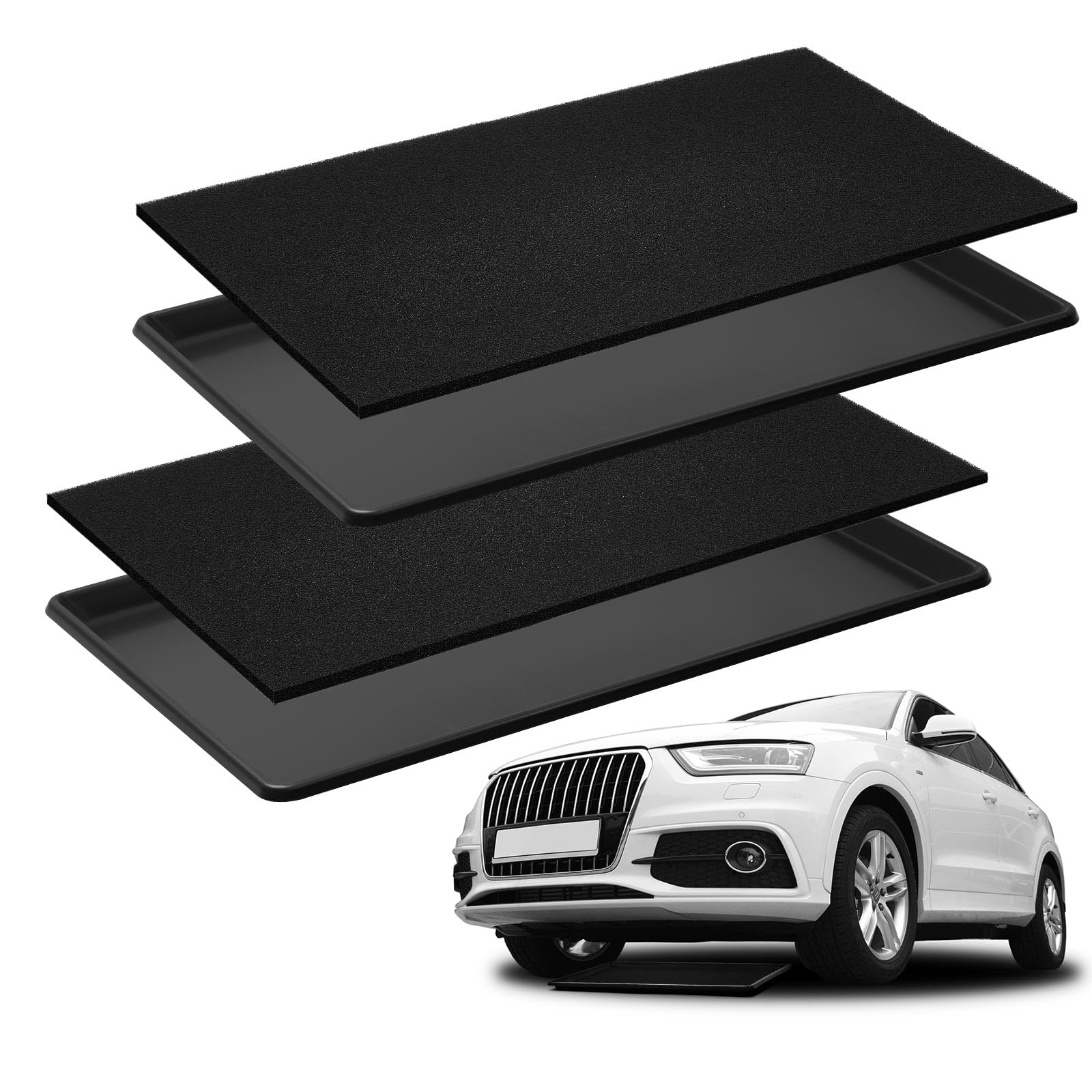 Lot De 2 Bacs De Récupération D'huile Pour Voiture - Grande Plaque De Sol 35x24 Pouces - Protection Garage