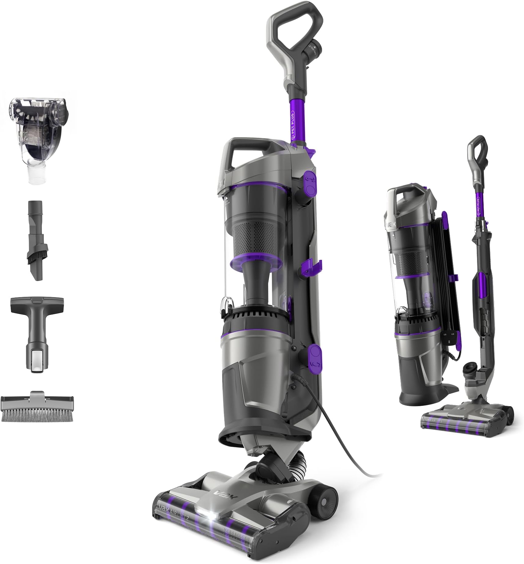 Vax Air Lift 2 Pet Plus Upright Vacuum | VersaClean Technology | Lift Out Technology | Additional Tools - CDUP-PLXP, Grey/Purple