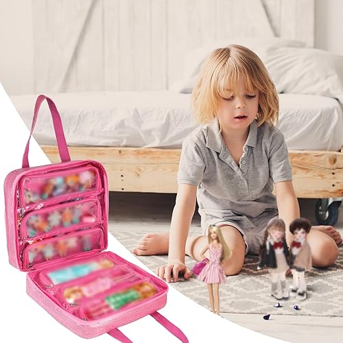 Miniatura 6 de Dolls Carrying Case Compatible with LOL Surprise Dolls All,Hanging Travel Toys Storage Tote Bag with 6 Clear Pockets for Girls, Bag Only,Pink Rosado