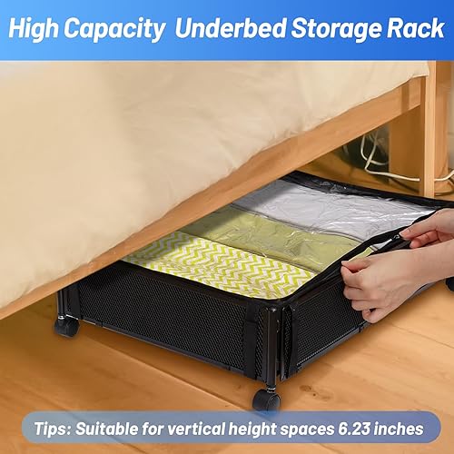 Miniatura 8 de Fixwal Almacenamiento bajo la cama con ruedas, 2 en 1 plegable debajo de la cama con bolsas de almacenamiento, organizadores de almacenamiento de