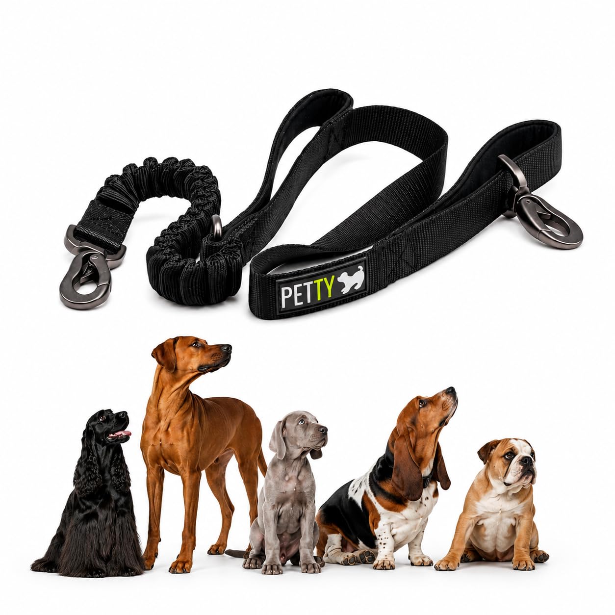 Guinzaglio per Cani con Ammortizzatore, Antishock e Maniglia a Presa Corta- Aggancio Cintura di Sicurezza – Ultraresistente- Ideale per Addestramento Taglia M