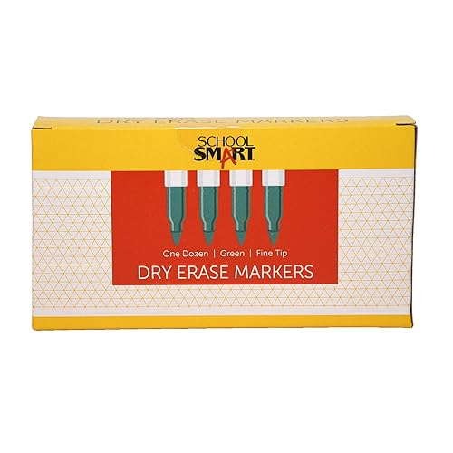 Miniatura 2 de School Smart Rotulador de borrado en seco, punta fina, verde, paquete de 12
