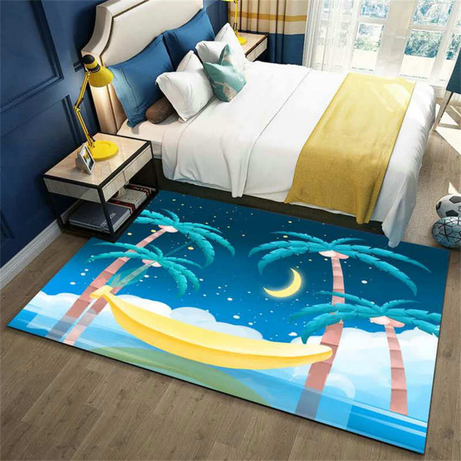 Tapis chambre enfant doux et grand tapis d entree interieur rectangulaire bleu