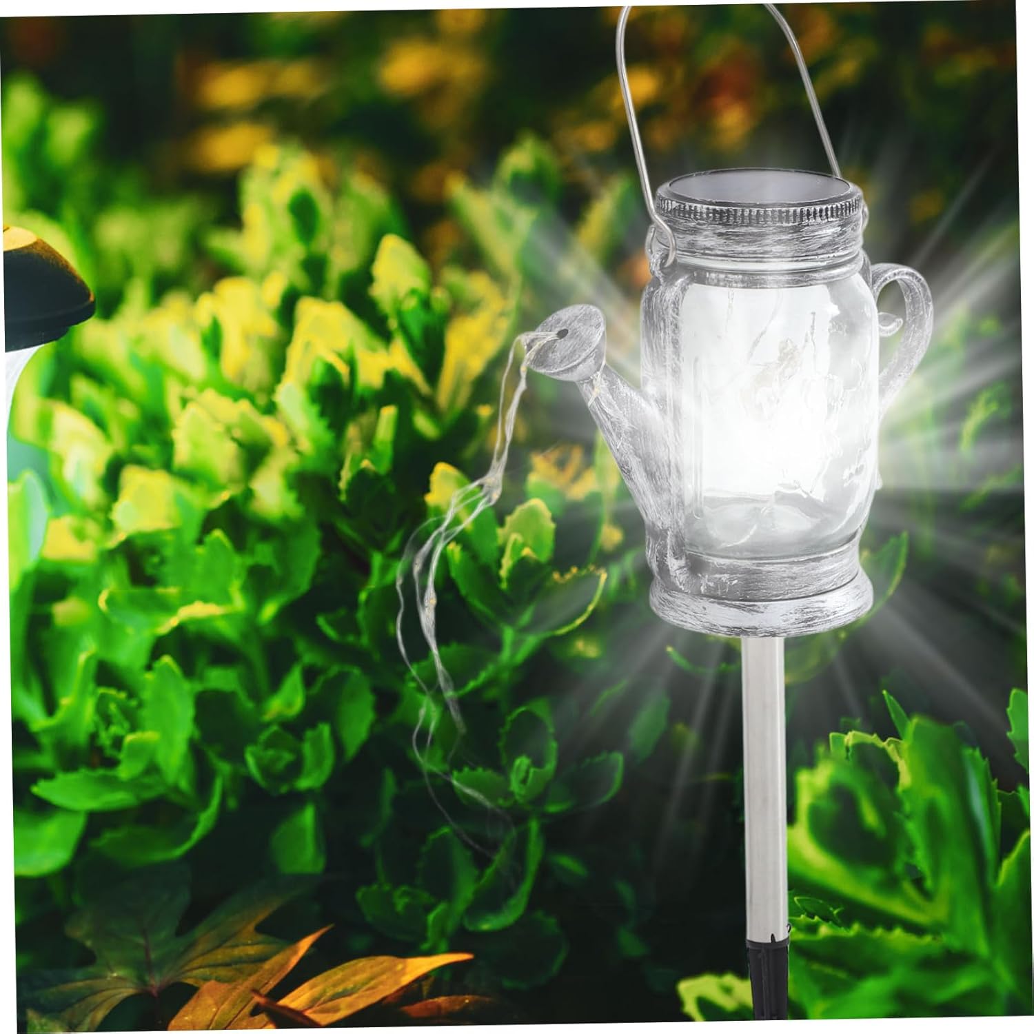 Lurrose 2Pcs Solar Garden Jar Light Creative Kettle Shaped Jar Lid Fairy String Lights for Outdoor Decoration Warm Atmosphere Lanterns for Patio