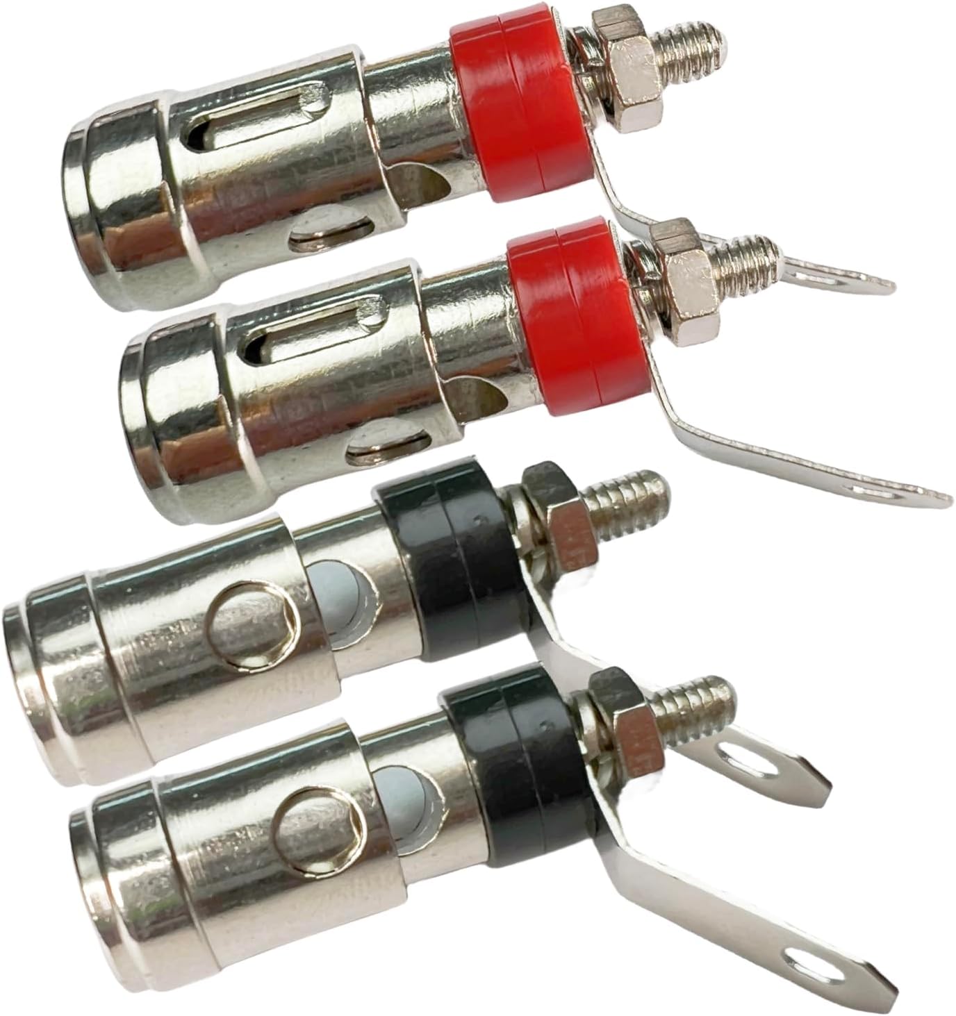 CESS Amplifier Terminal Connector Binding Post Push Quick Type -Binding Post Spring Loaded Press Subwoofer Basket Terminal (4 Pack)