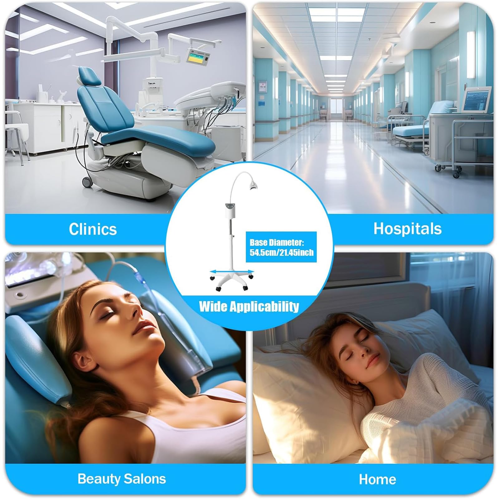 NGARY Máquina De Blanqueamiento Dental, Lámpara De Blanqueamiento Dental Móvil De 4 LED, Máquina Móvil Profesional De Sincronización Ajustable En El Hogar Profesional, para Clínicas, Hospitales