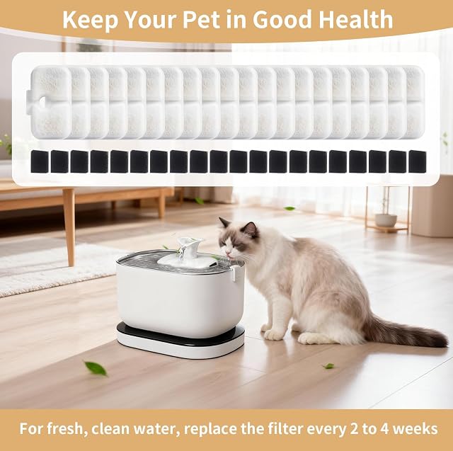 Foto 7 de 7 de Filtro Fuente para Gatos, 40 Piezas Filtro Bebedero Gatos Fuente para Dockstream Bebederos PLWF005, PLWF105