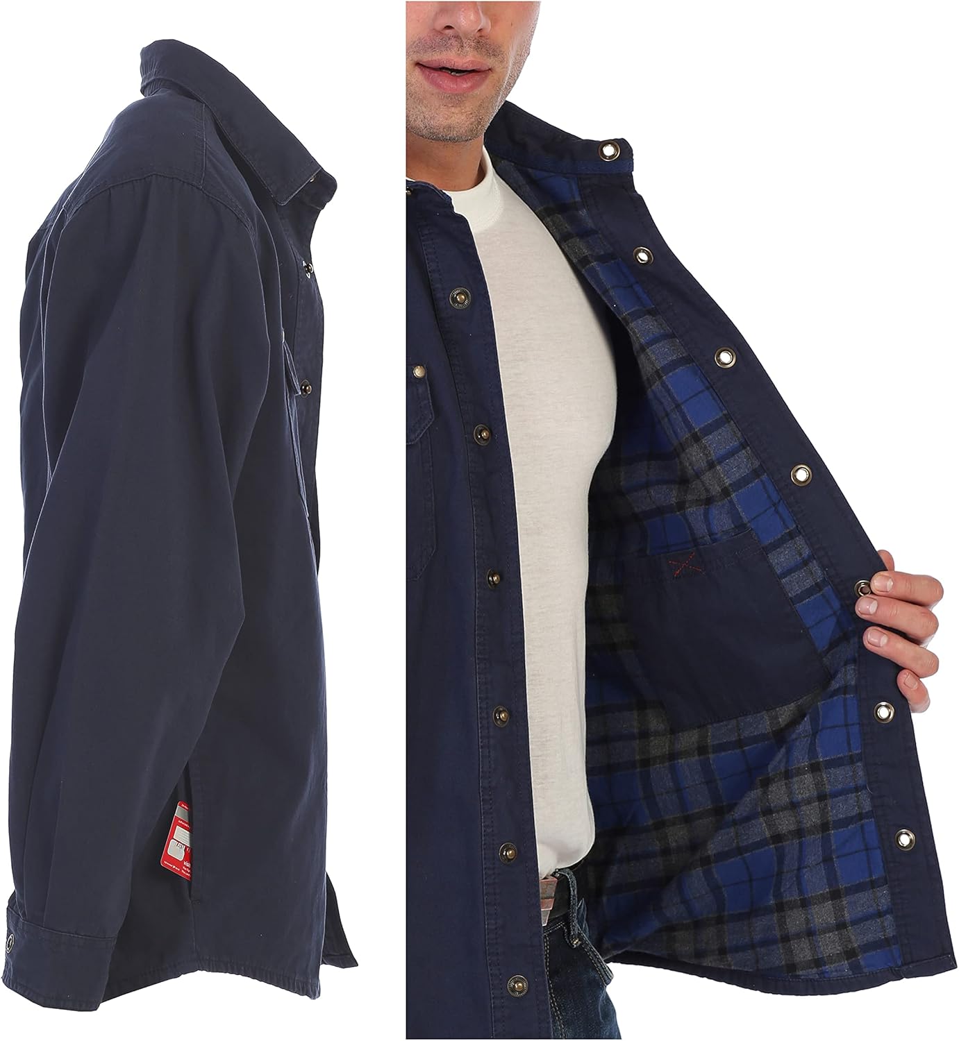 Gioberti Men's 100% Cotton Brushed and Soft Twill Shirt Jacket with Flannel Lining - Image 6