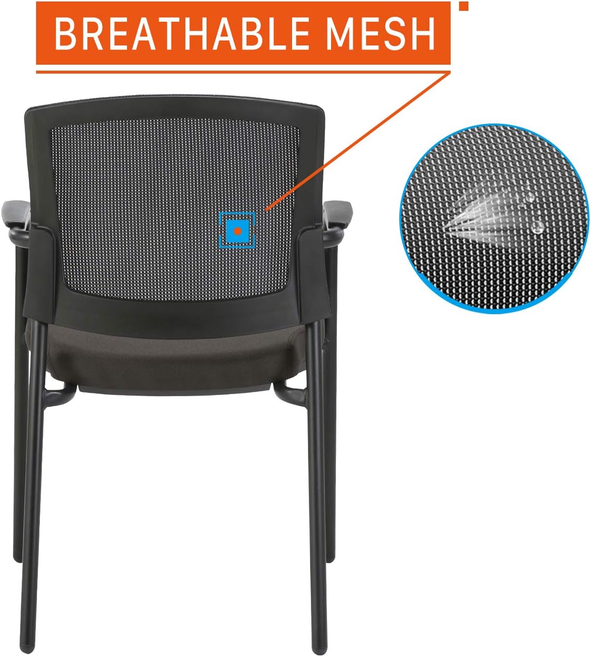 CLATINA Office Reception Guest Chair Mesh Back Stacking with Ergonomic Lumbar Support and Thickened Seat Cushion for Waiting Conference Room Black 4 Pack : Office Products