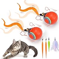 Vista 10 de BABORUI Paquete de 2 Pelotas de Juguete Interactivas para Gatos - Juguetes Interactivos Automáticos para Gatos de Interior con 3 Colas, 2
