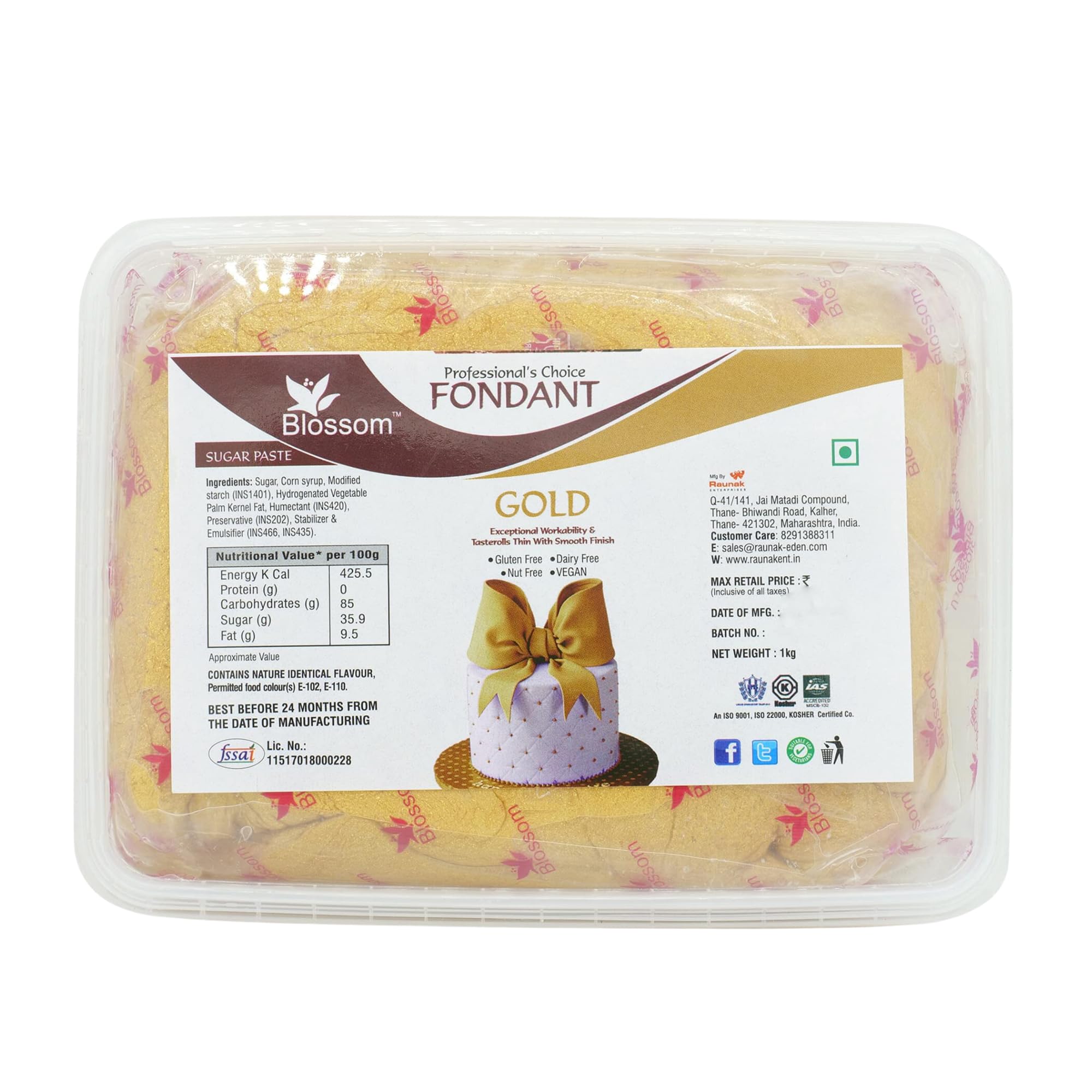 Colour Sugar Paste Fondant for Cake Decoration, Structure Decoration, Modelling Paste, Cake Toppers - 1 Kg (Gold)