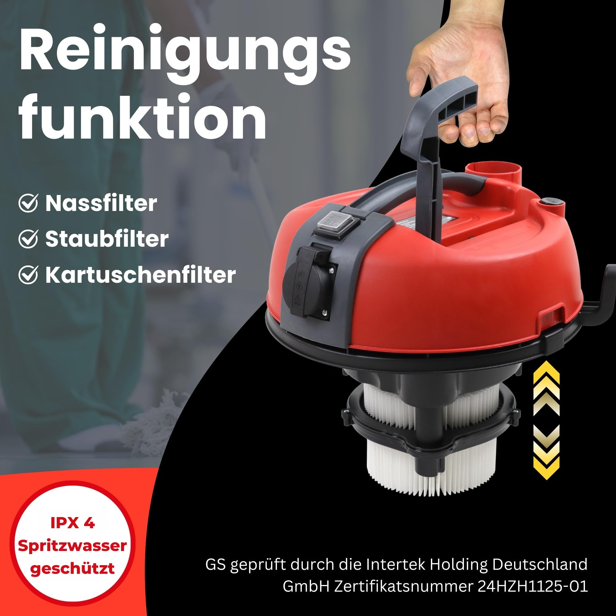 STAHLMANN VAC3300 Industriestaubsauger 3300W | Steckdose mit Automatik (2000W) | Blasfunktion | 21kPa Saugleistung | Nass- & Trockensauger 30L | Werkstattsauger ohne Beutel | Baustellen-Sauger