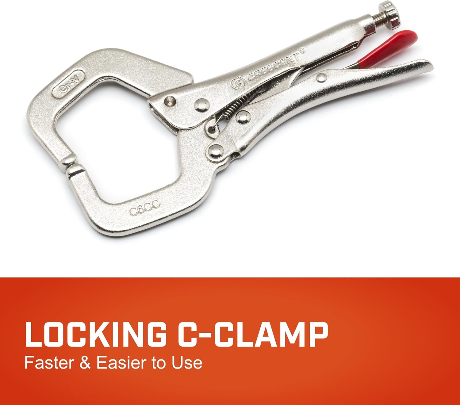 Crescent 6" Locking C-Clamp with Regular Tips - Carded - C6CCVN , Red