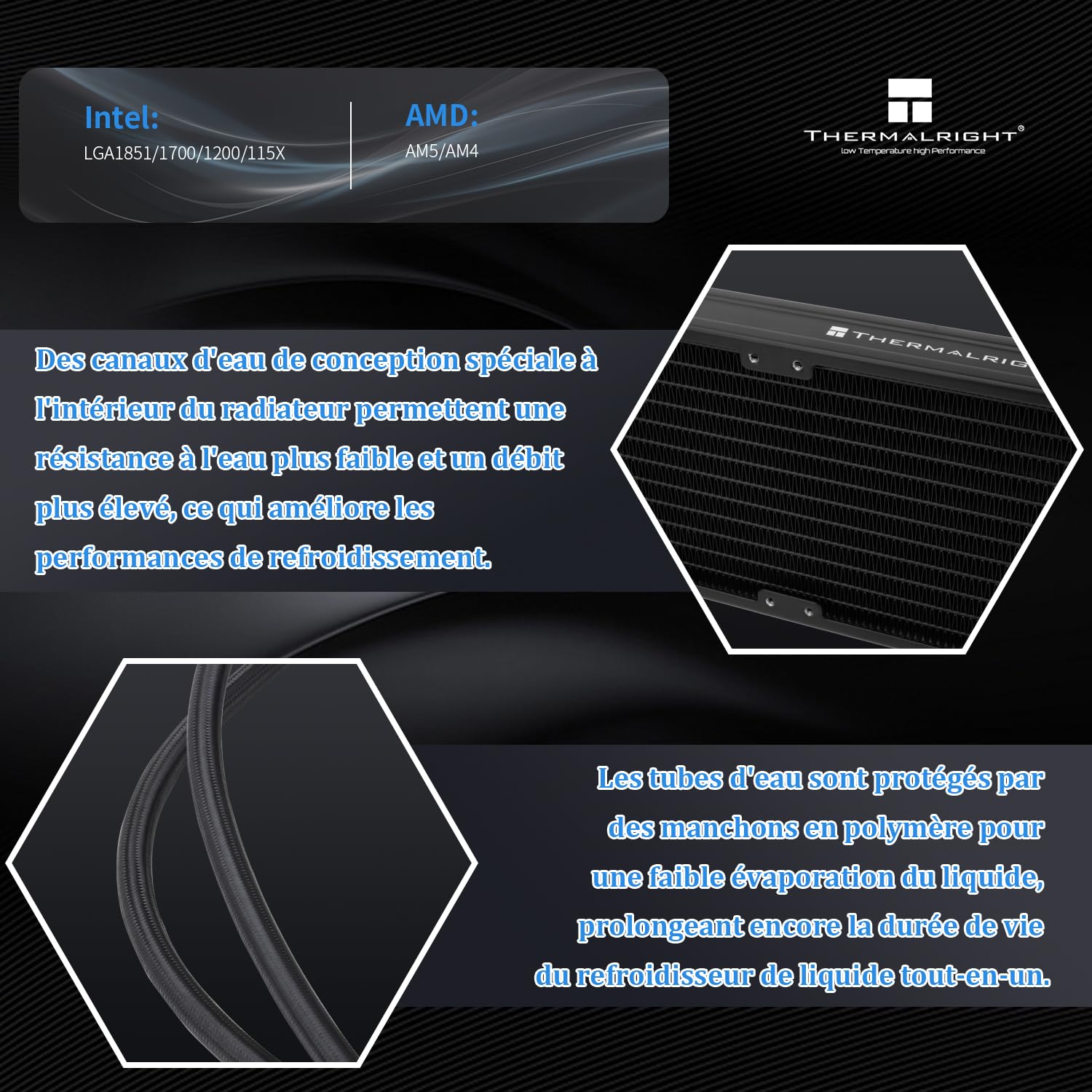 Thermalright Aqua Elite 240 V5 ARGB Nero, Dissipatore di Liquido per CPU da 240 mm, 2x Ventola TL-S12 PWM, per AM4/AM5, Intel LGA115X/1200/1700/1851, Dissipatore AIO per CPU