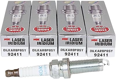 Bougies d'allumage &agrave; allumage &eacute;lev&eacute; laser central &agrave; fil fin OVERSTOCKDIRECT NGK 92411 s&eacute;rie Iridium DILKAR8P8SY compatibles avec Acura et Honda 2018-2025 S&eacute;lectionnez les mod&egrave;les (lot de 4)
