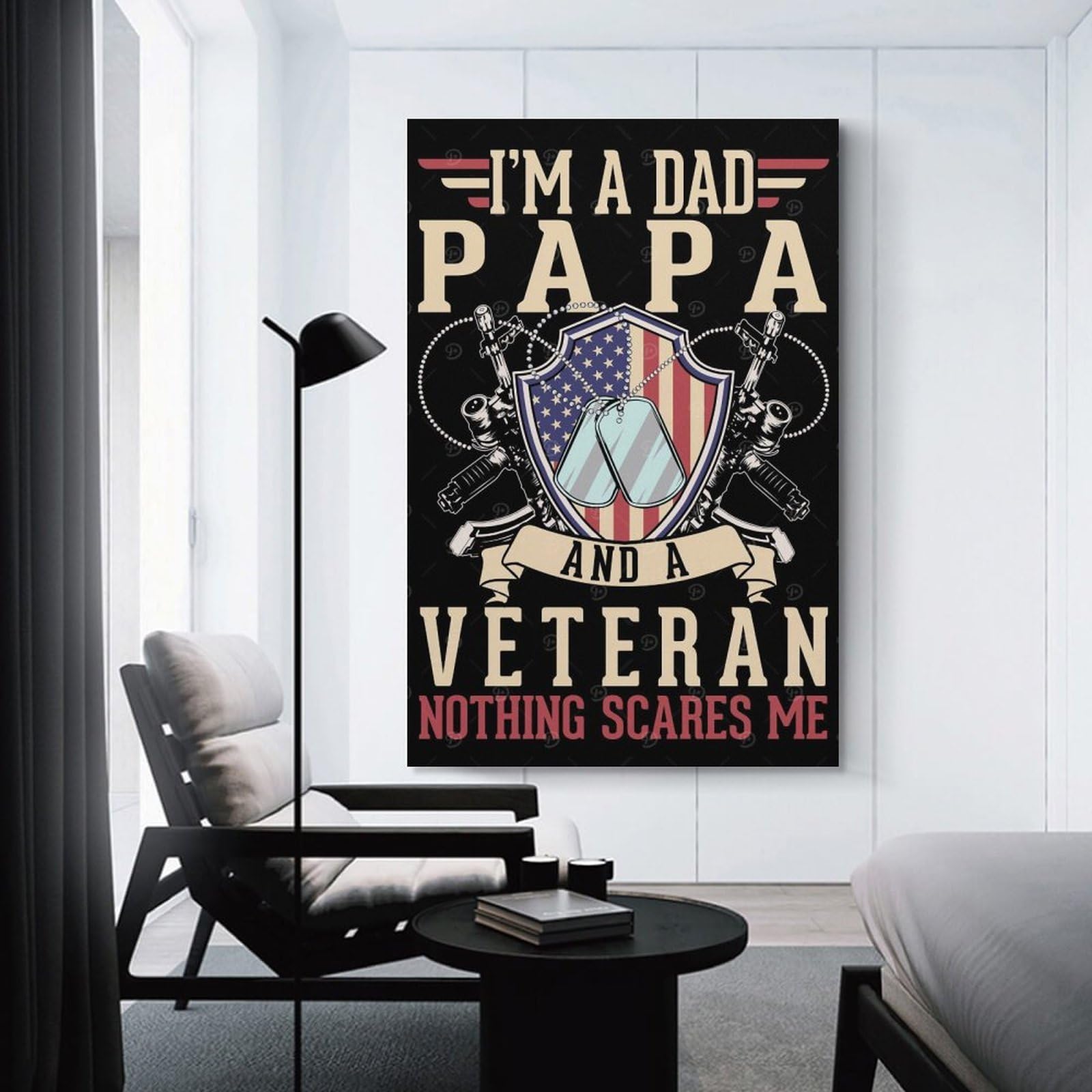 Junmoney Wall Decor Canvas Print Dad Papa US Veteran, 24x36inch(60x90cm), for Bedroom Walls, Guest Spaces Or Lounges, An Easy Wall Refresh for Bedrooms