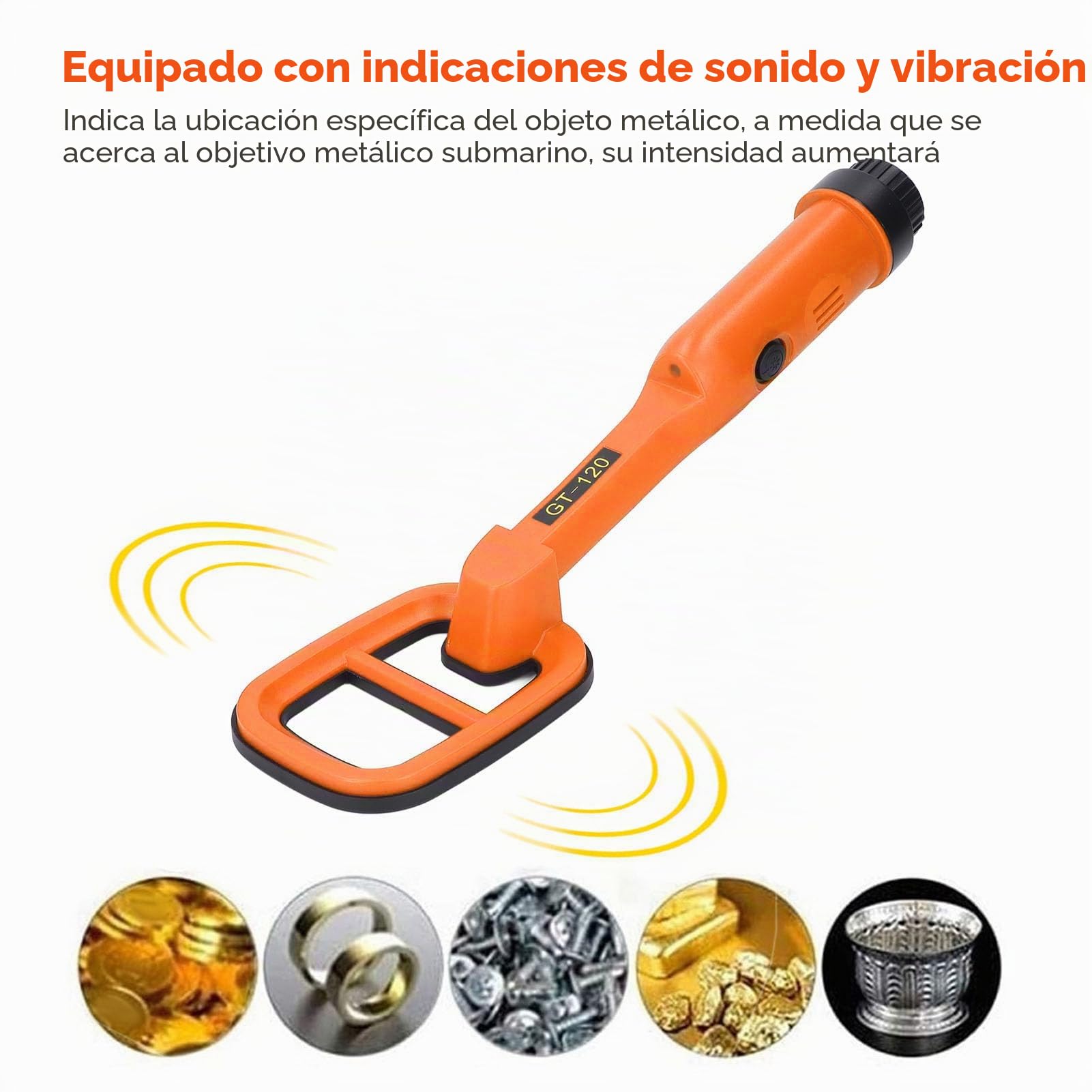 Detector de Metales Subacuático de Mano, Detector de Metales Impermeable de 9,84 Pies para Adultos, Detector de Metales Ligero Buscador de Oro con LED e Indicador de Encendido
