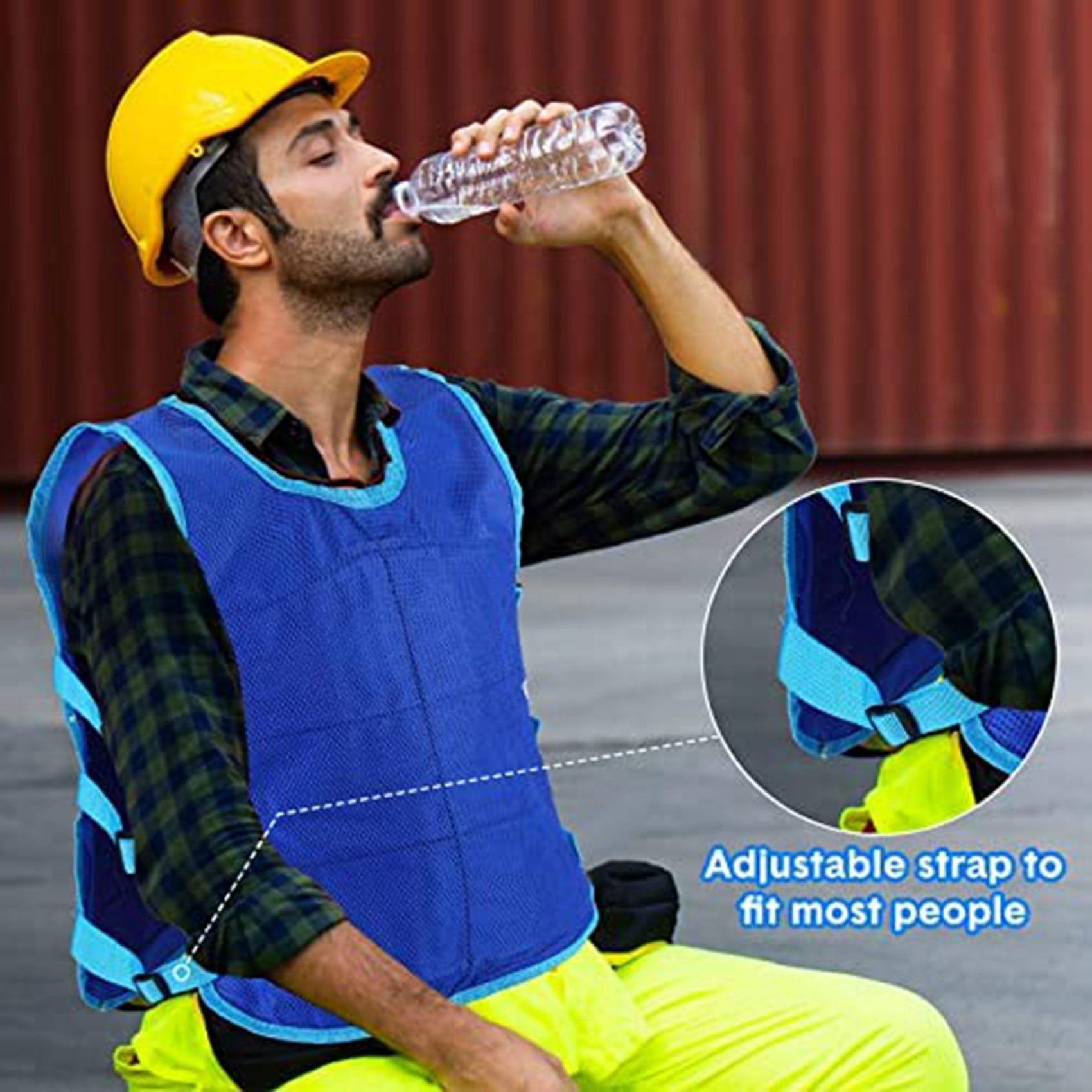 rieder Chaleco refrigerante de 4 piezas con bolsa de hielo de 96 piezas, chaleco de hielo ajustable para hombres y mujeres, trabajo en climas cálidos, pesca, ciclismo