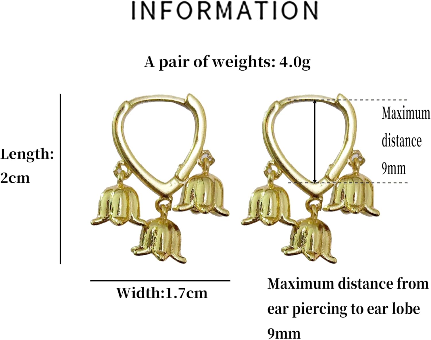 Dainty Huggie Heart Small Gold-Plated Hoop Earrings for Teen Women Lily of the Valley Earrings Flower Dangle Cute Trendy Aesthetic - Image 2