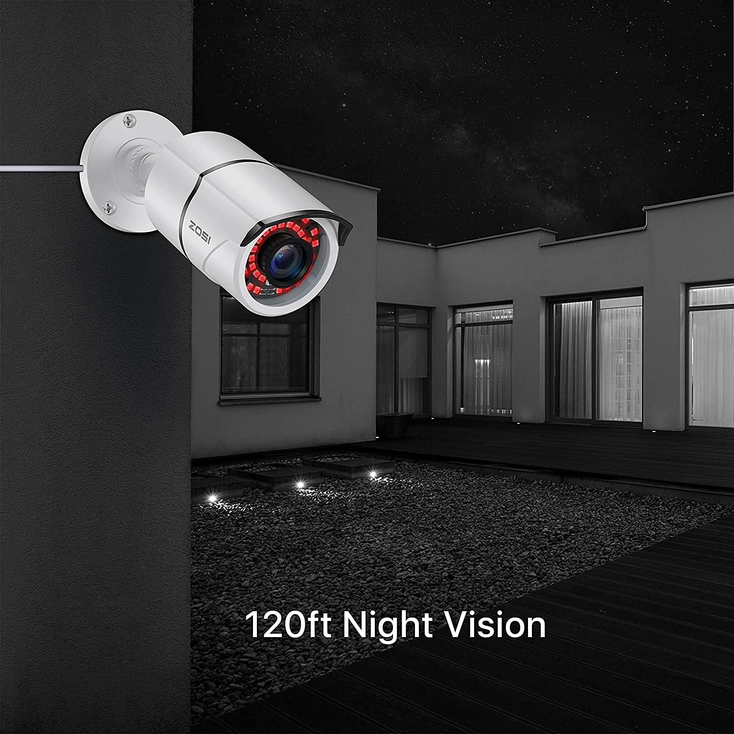 ZOSI 4 Pack 1080P 2.0MP Outdoor Indoor 3.6mm 36PCS Infrared IR Lens Day Night CCTV IR Cut Surveillance Security Camera Compatible for TVI DVR (Renewed)