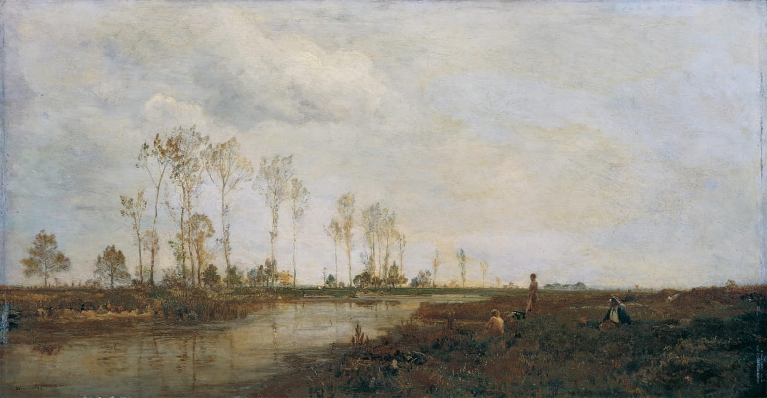 Posteriik No Frame Vintage Print Pop Art Landscape Artwork On The Thaya Near Lundenburg I By Emil Jakob Schindler Art Prints For Office Home Decor 60X90cm