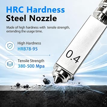 3PK 0.4mm Kobra X Nozzle Hardened Steel Nozzles for Anycubic Kobra 4 Parts | Quick-Swap Integrated Hotend, Leak-Proof, High Temp, High Speed 600mm/s, 3PCS Silicone Cover & 1PC Nozzle Brush for KX/K4