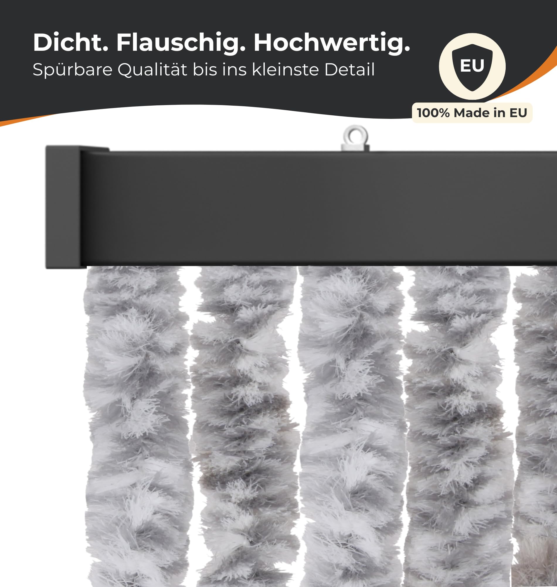 Bestlivings einzelner Flauschvorhang Strang Ø4cm x 185 cm (Meliert Hellgrau) als Ersatz oder zur individuellen Gestaltung von Flauschvorhängen - Ideal als Insekten schutzvorhang