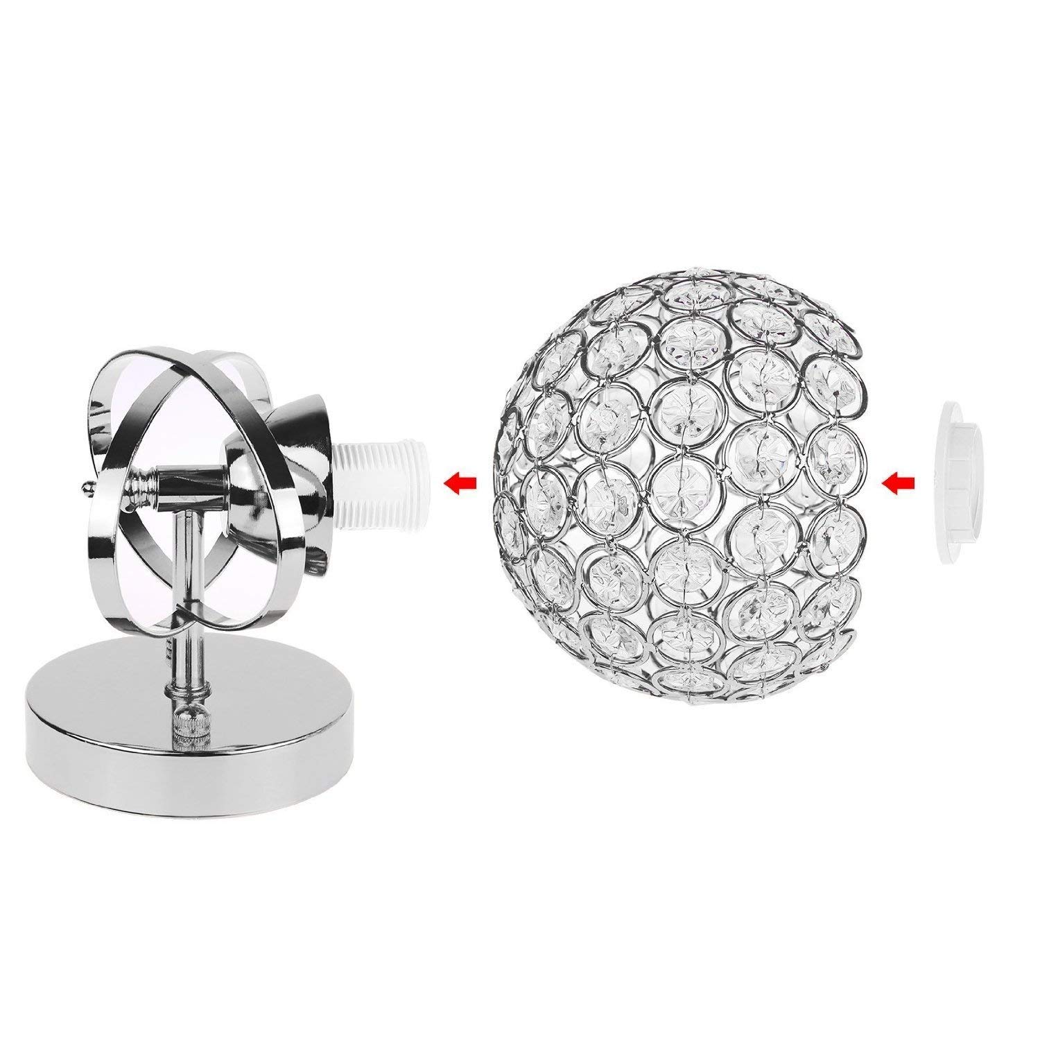 Crystal Wall Sconces Chrome Finish Modern Luxury LED Wall Light Lighting Fixture Bedroom Bathroom Lamp (Chrome) American Standard Size