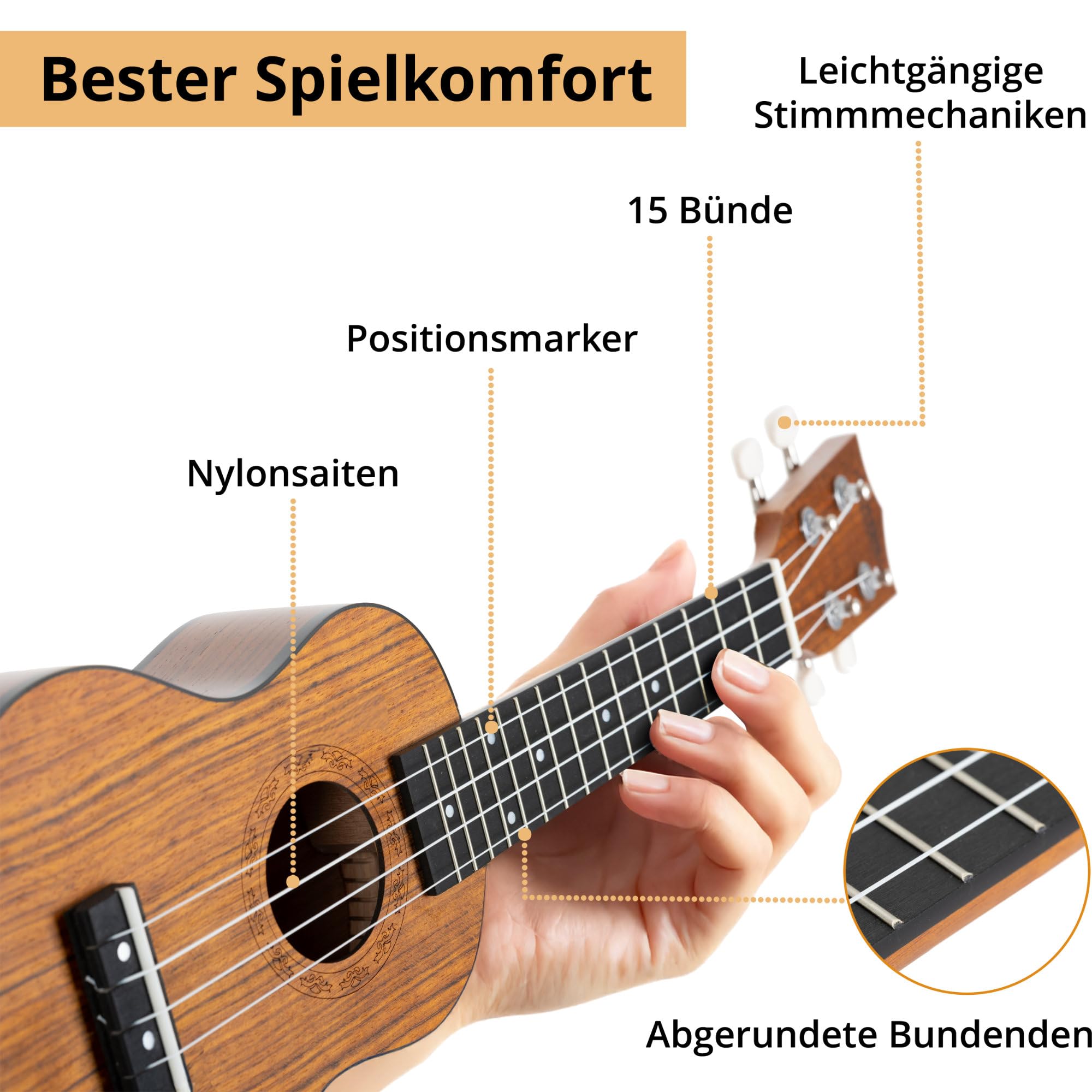 Classic Cantabile US-100 YE Sopraan Ukulele Geel Set incl. Tas Leerboek