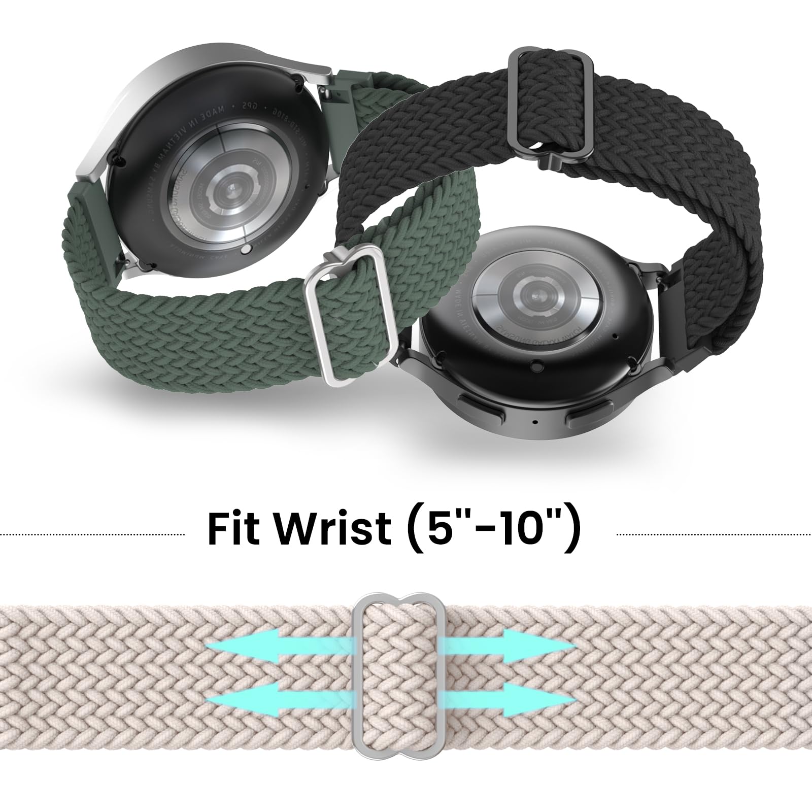 Delidigi 20mm Cinturino Compatibile con Samsung Galaxy Watch 6/5/4 40mm 44mm/Watch 6 Classic 43mm 47mm/Watch 5 Pro 45mm/Watch 4 Classic 42mm 46mm/Watch Active 2, Nylon Regolabile Sport Cinturino