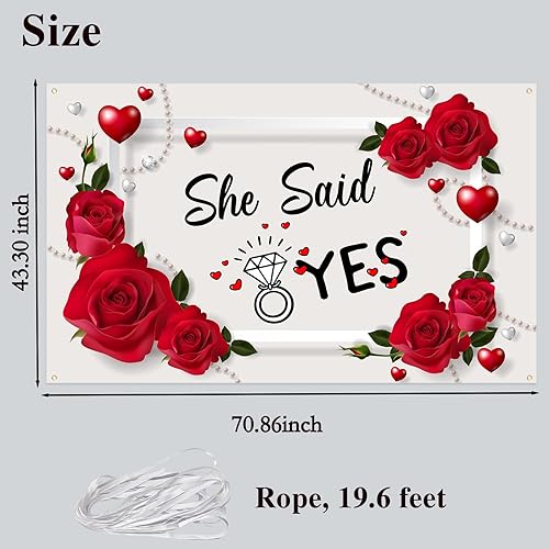 Miniatura 2 de Labakita She Said Yes - Telón de fondo para sesión de fotos, cartel de fondo de fiesta de compromiso, despedida de soltera, suministros de