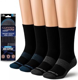 Copper Fit Unisex Crew Sport Socks (2-Pair) - Odor Control & Arch Support