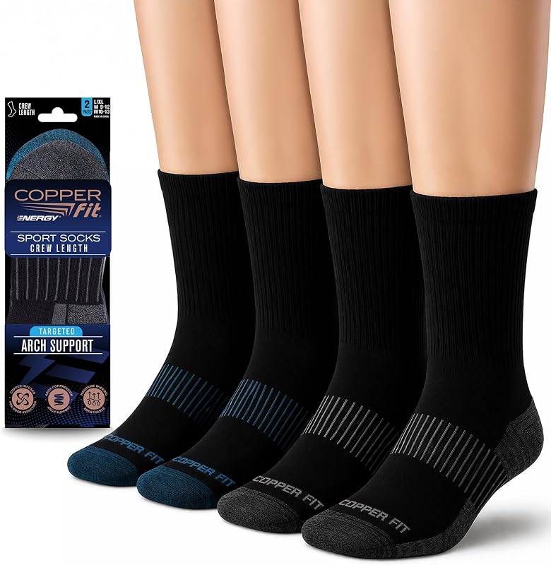 Unisex Crew Length Sport Socks, 2 Pair