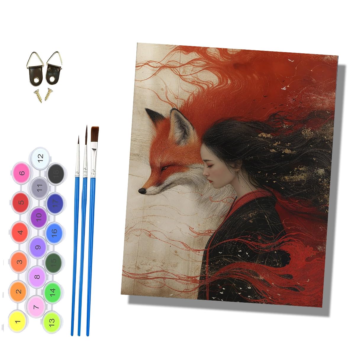 HONGPZH Paint by Numbers for Adults Painting by Numbers for Adults Canvas Kits Paint by Number Crafts Kits for Gift Home Decoration 16x20 inch The Girl and the Fox