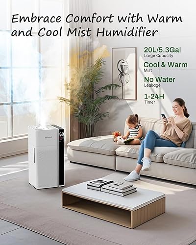 Miniatura 2 de Mifasol Humidificador para habitación grande, niebla cálida y fría, humidificadores de 5.3 galones20 litros para el hogar, 1500 pies cuadrados,