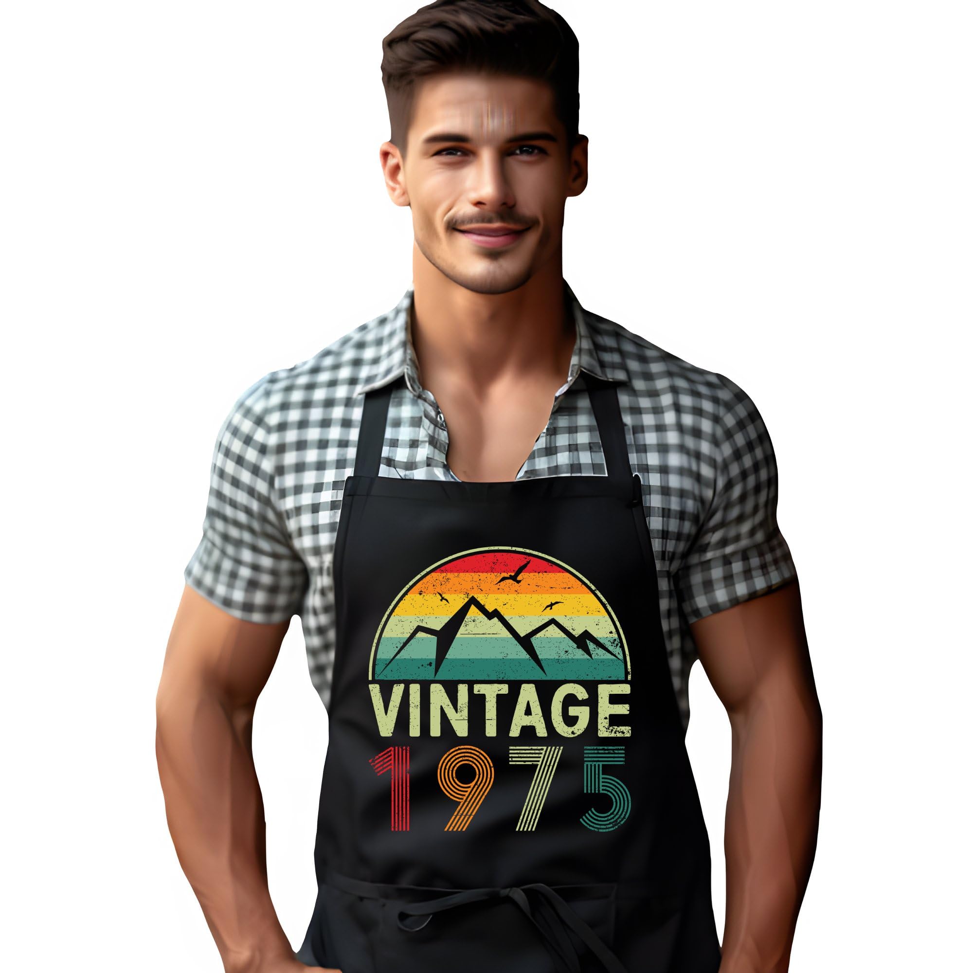 DCG PRINTWEAR 50 Years Old Apron for Men – Born in 1975 Gag Gift – Funny 50th Birthday Cooking or Grilling Apron