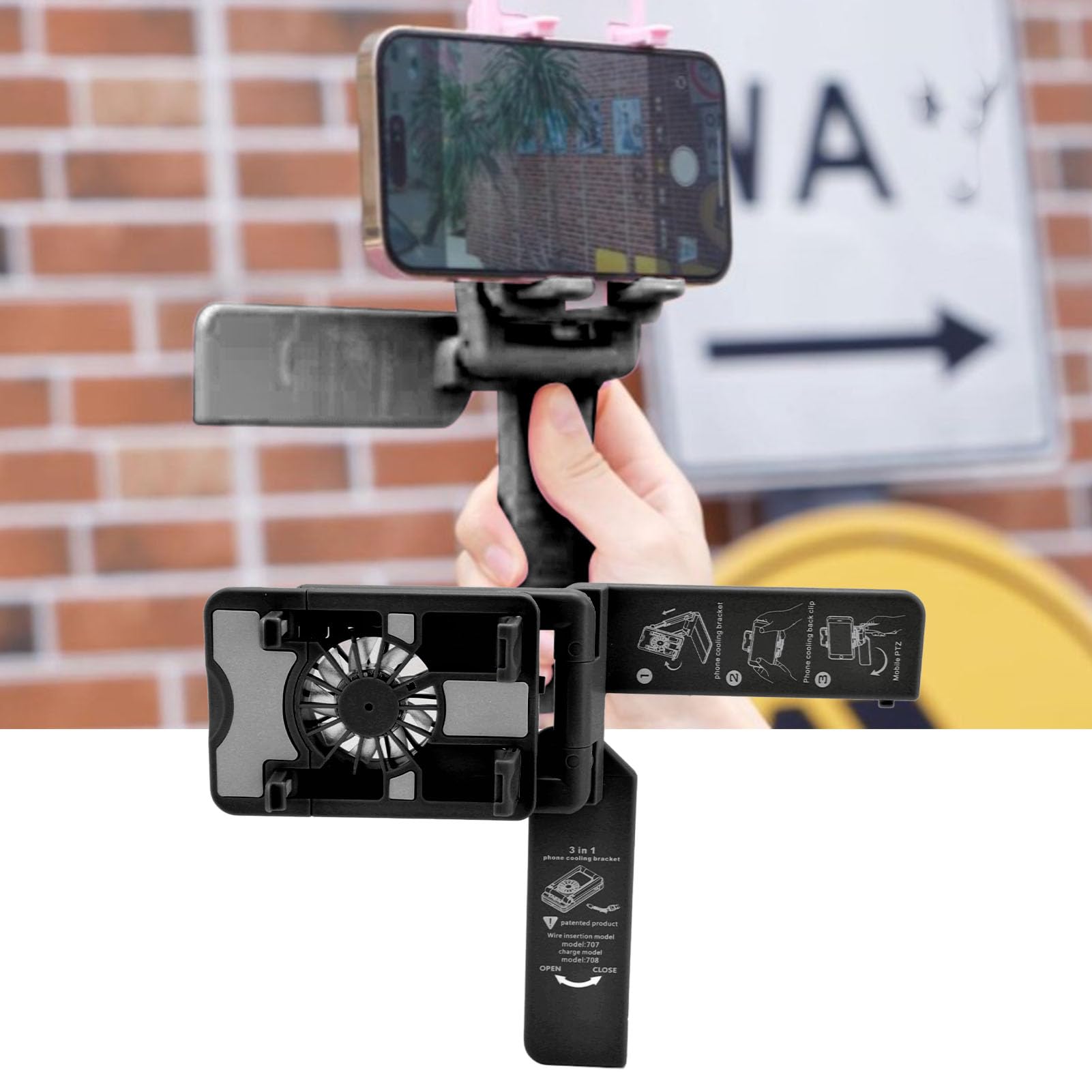 Support Téléphone Bureau Réglable Avec Refroidisseur Actif + Ventilateur + Lumières RGB – Refroidit En 2 Secondes Jusqu'à -15°C Pour Gaming & Streaming IOS/Android