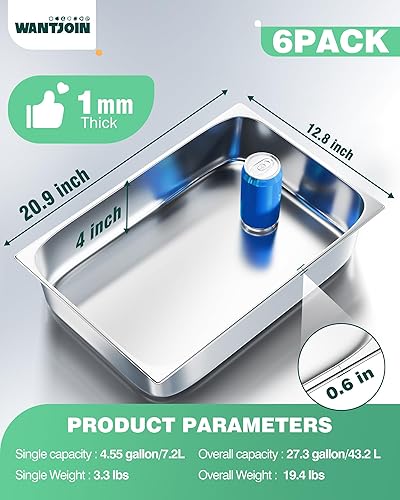 Miniatura 27 de WantJoin Sartenes de mesa de vapor para hotel, tamaño medio de 2.5 pulgadas de profundidad, paquete de 6, juego de bandejas de metal de acero 2.5